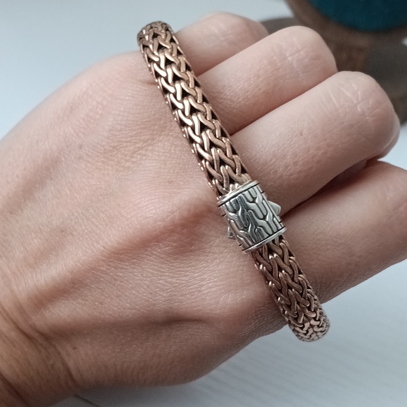 John Hardy Men's Bronze & Sterling Silver Woven Bracelet - Picture 3 of 4